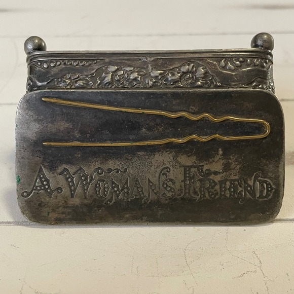 Antique Fairpoint Silverplate Hairpin Trinket Box Victorian Edwardian Vanity - Picture 12 of 13